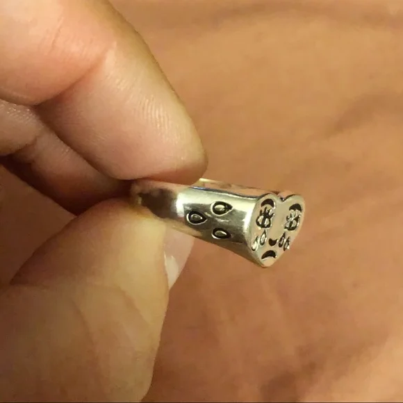Sterling Silver Sad Crying Face Adjustable Ring - Picture 7 of 10